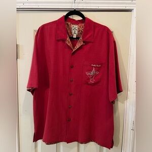 Montego Mon Embroidered Martini Double Trouble Button Down Silk Shirt